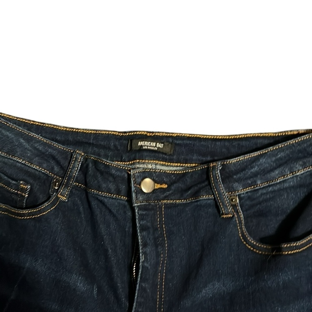 American Bazi distressed dark wash plus size jeans with cuffed ankles - Picture 3 of 6